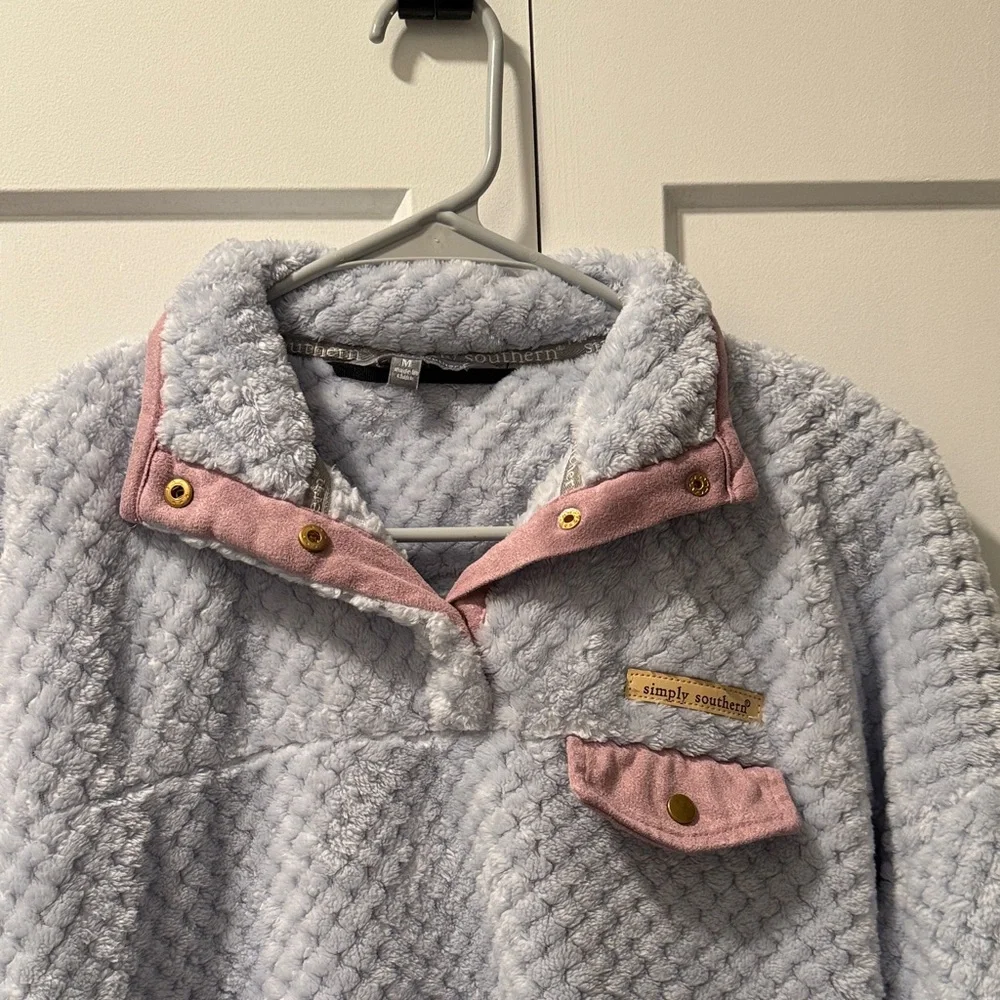 Simply Southern Women's Gray and Purple Textured pullover Size M - Picture 8 of 8